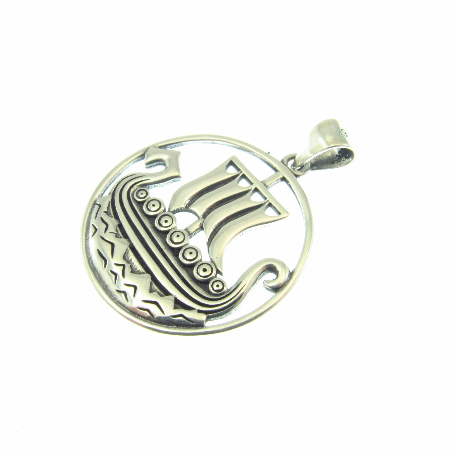 Solid 925 Sterling Silver Viking Ship Pendant, Norse Sailboat Amulet, Nordic Warrior Jewelry