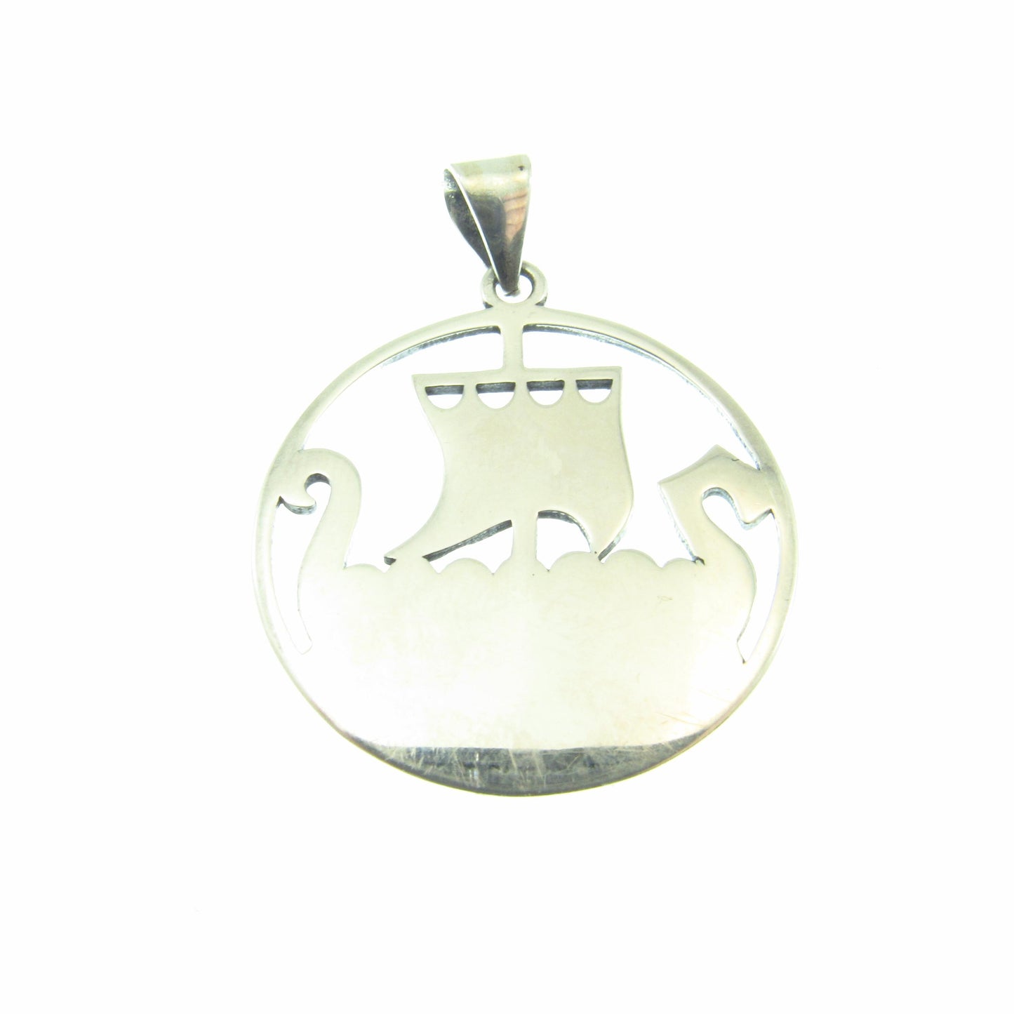 Solid 925 Sterling Silver Viking Ship Pendant, Norse Sailboat Amulet, Nordic Warrior Jewelry