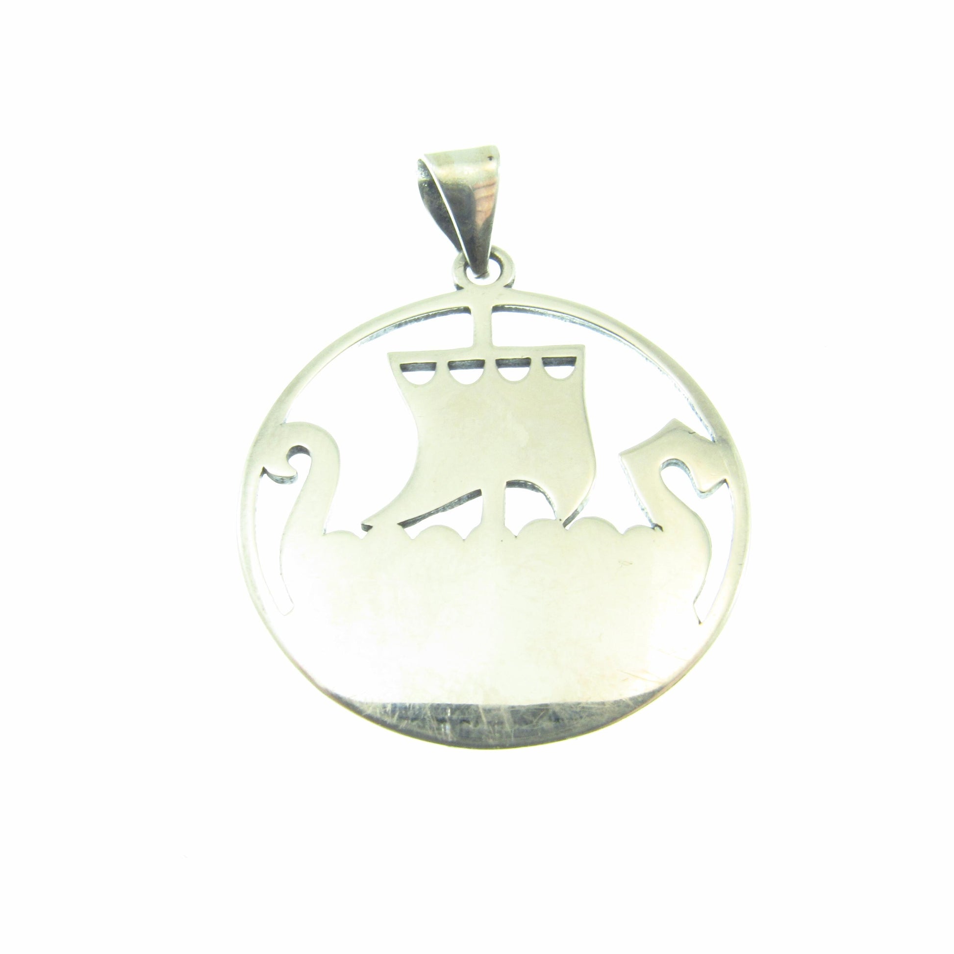 Solid 925 Sterling Silver Viking Ship Pendant, Norse Sailboat Amulet, Nordic Warrior Jewelry