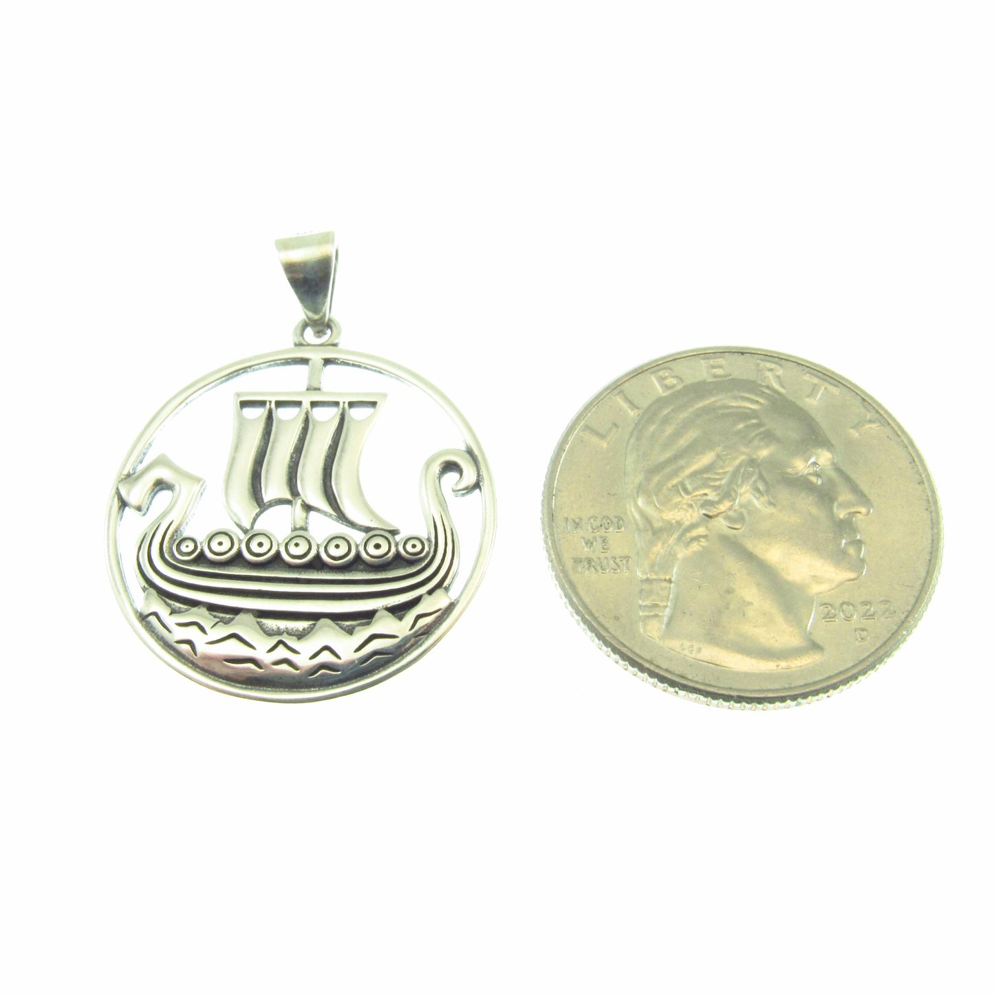 Solid 925 Sterling Silver Viking Ship Pendant, Norse Sailboat Amulet, Nordic Warrior Jewelry