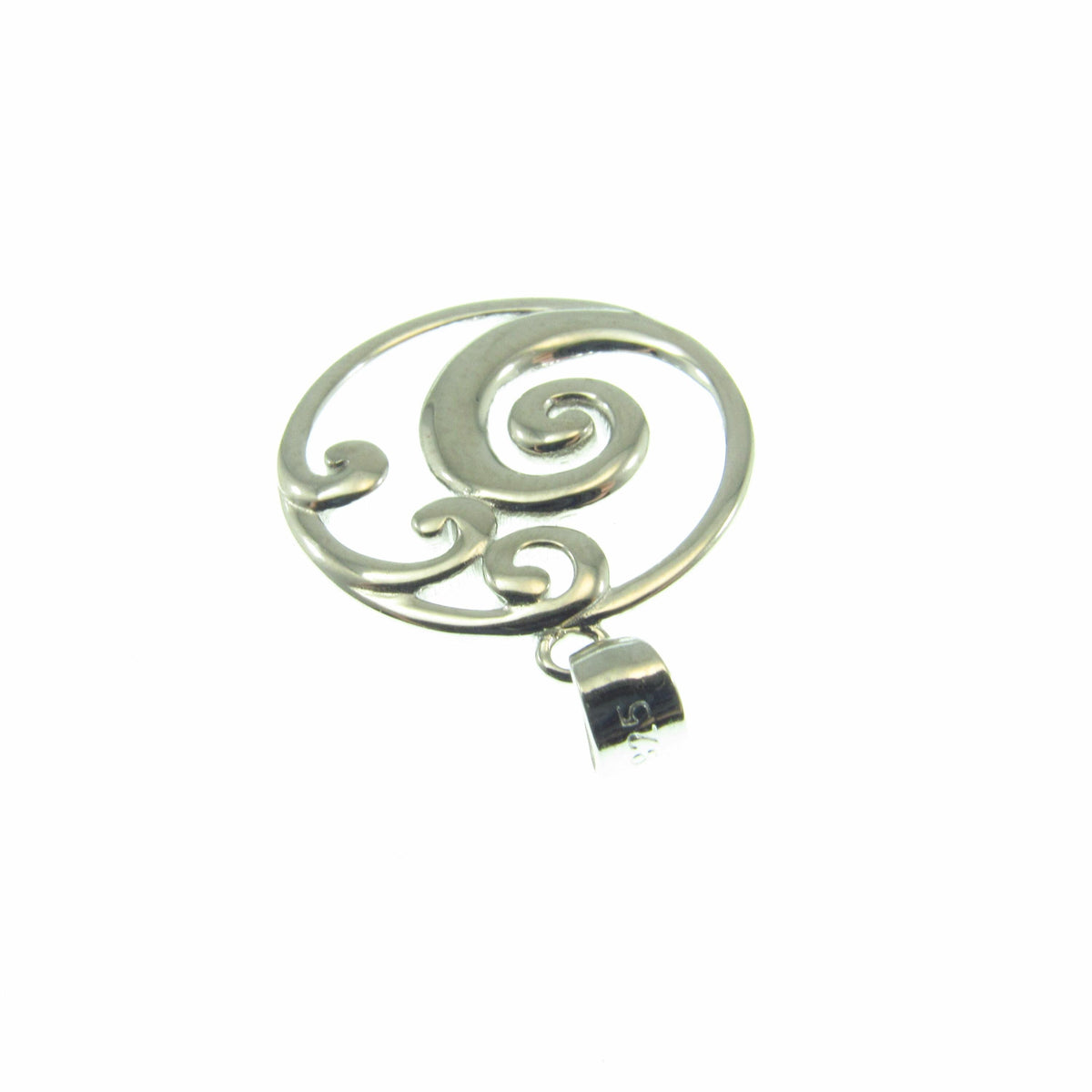 Solid 925 Sterling Silver Ocean Wave Pendant – Beach Necklace Charm - Sea Surfer Jewelry