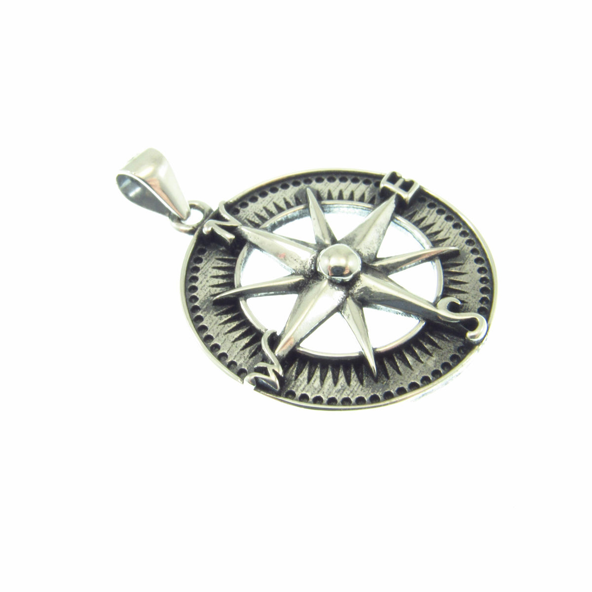 Solid 925 Sterling Silver Compass Pendant – Nautical Rose of the Winds Symbol – Sailor Jewelry Charm