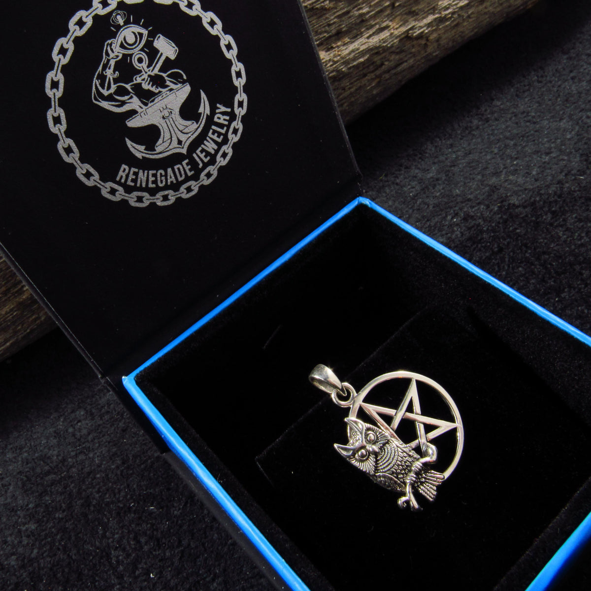 Owl of Wisdom Pentagram Talisman – Gothic Protection Pendant in Solid 925 Sterling Silver