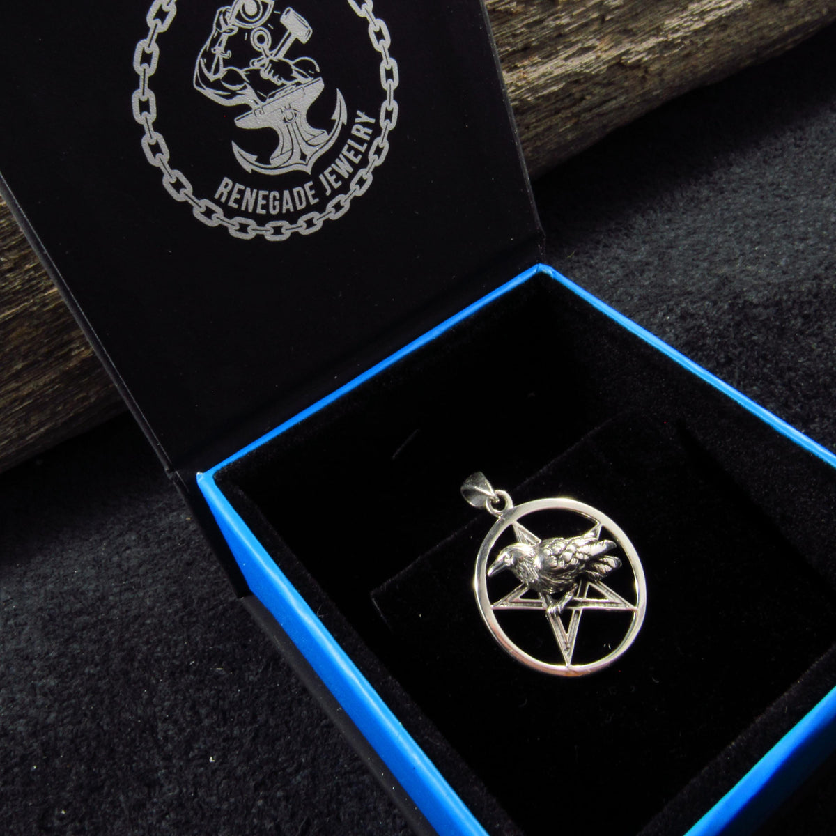Solid 925 Sterling Silver Raven of Prophecy Pentacle Pentagram Talisman – Gothic Occult Protection Pendant
