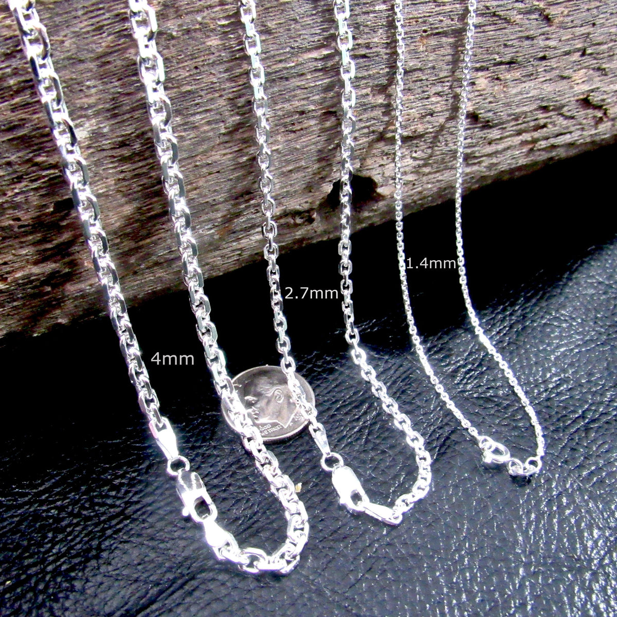 Solid 925 Sterling Silver Anchor Chain Necklace or Bracelet, Italian Cable Chain, Unisex Nautical Jewelry 1.4mm-4mm, 7"-30"