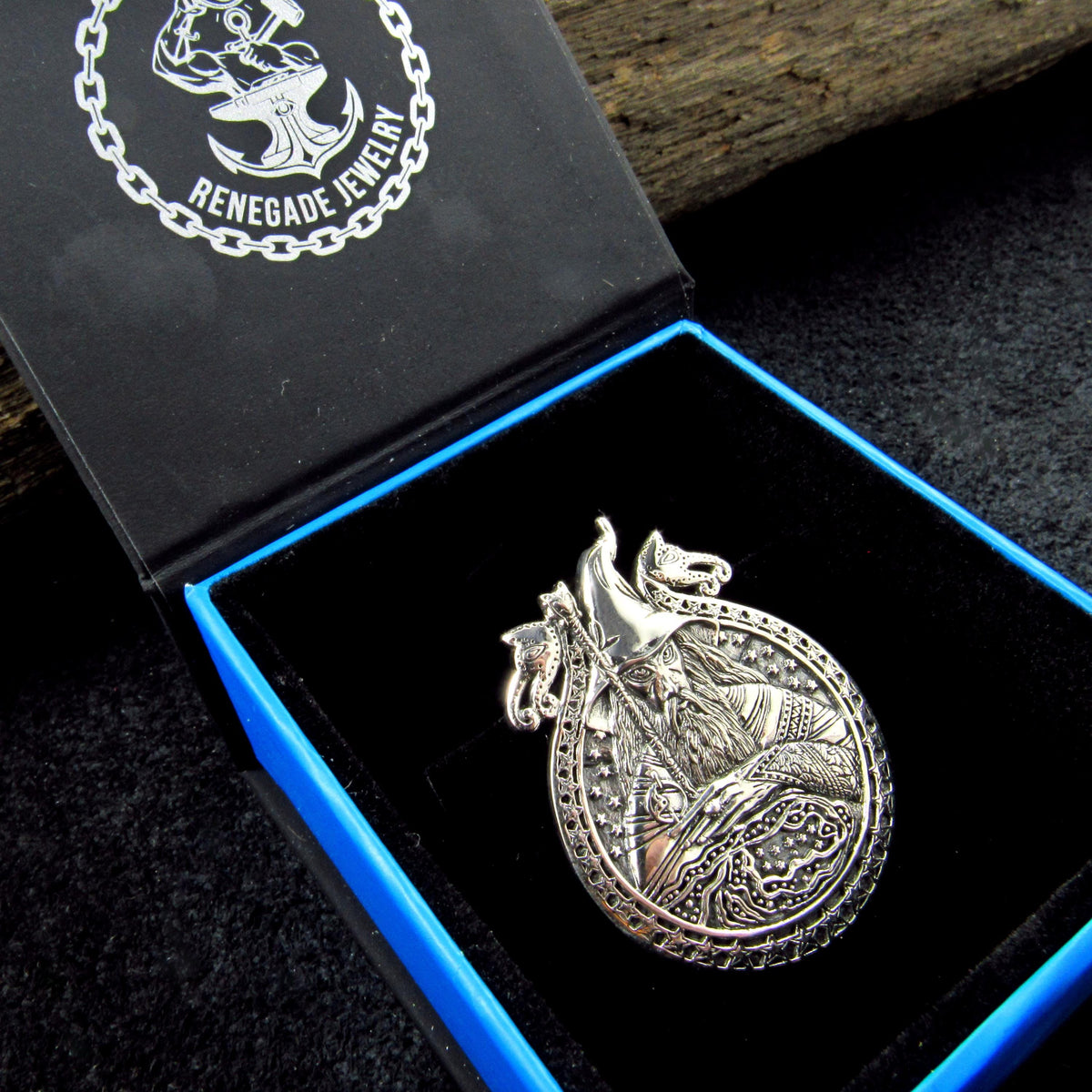 Solid 925 Sterling Silver Wizard Pendant, Arcane Sorcerer Talisman, Magical Mage Amulet