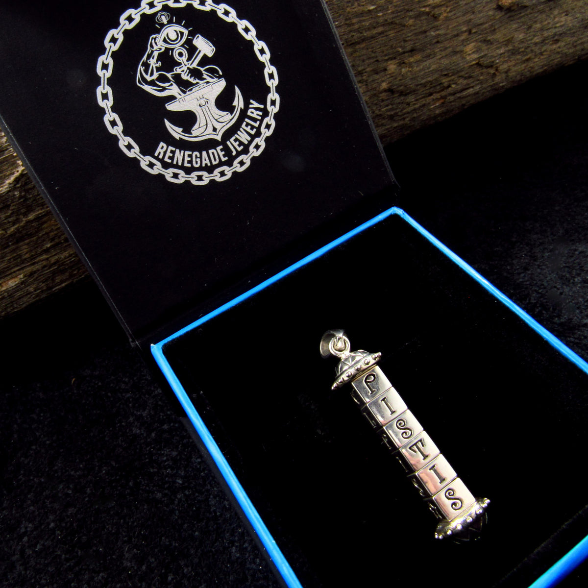 Solid 925 Sterling Silver Cryptex Pendant – Secret Cylinder Sophia Talisman by Brigid Ashwood