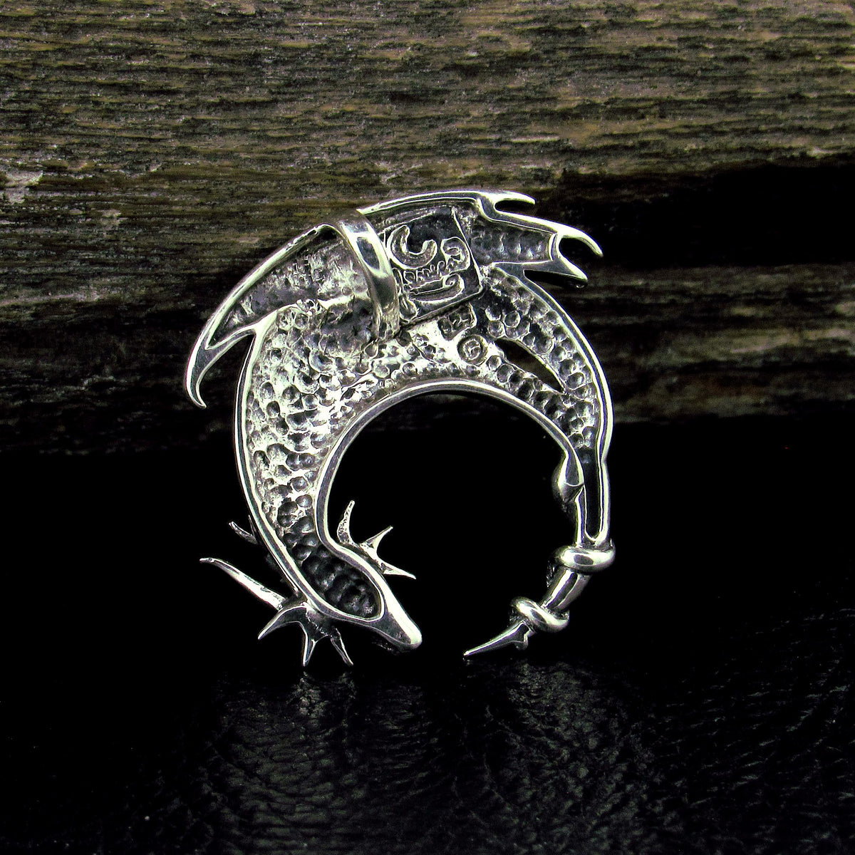 Solid 925 Sterling Silver Dragon Moon Slide Pendant – Mystical Guardian Talisman, Jessica Galbreth Art