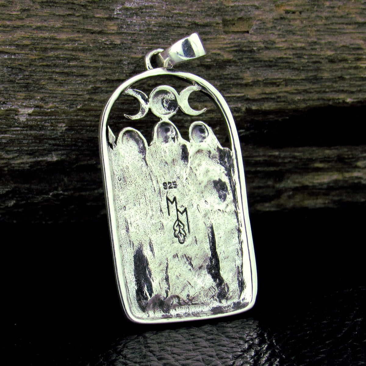 Solid 925 Sterling Silver Triple Moon Goddess Pendant – Neopagan Lunar Symbol by Mickie Mueller
