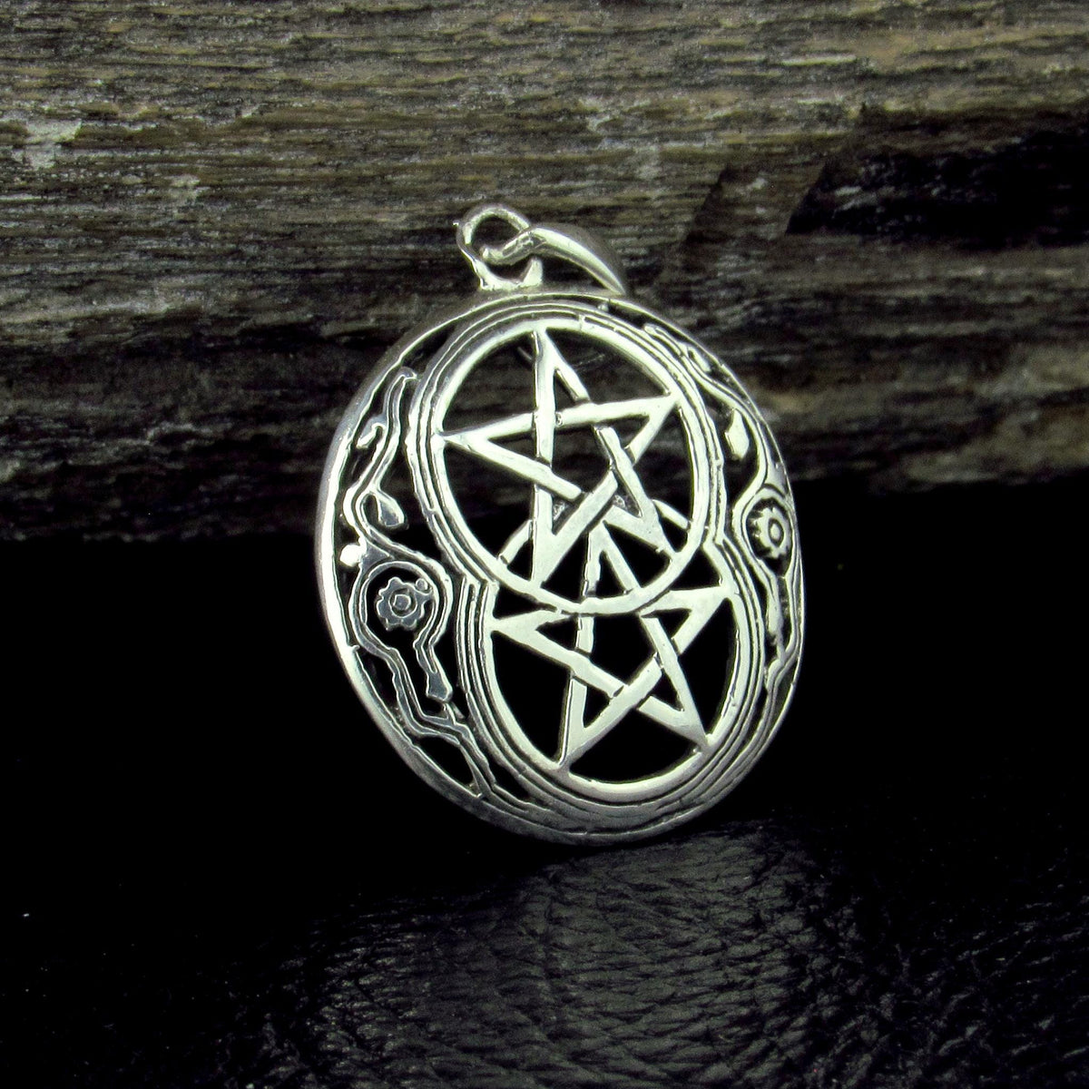 Solid 925 Sterling Silver Double Pentacle Pendant, Wiccan Protection Pentagram, Dual Star Talisman