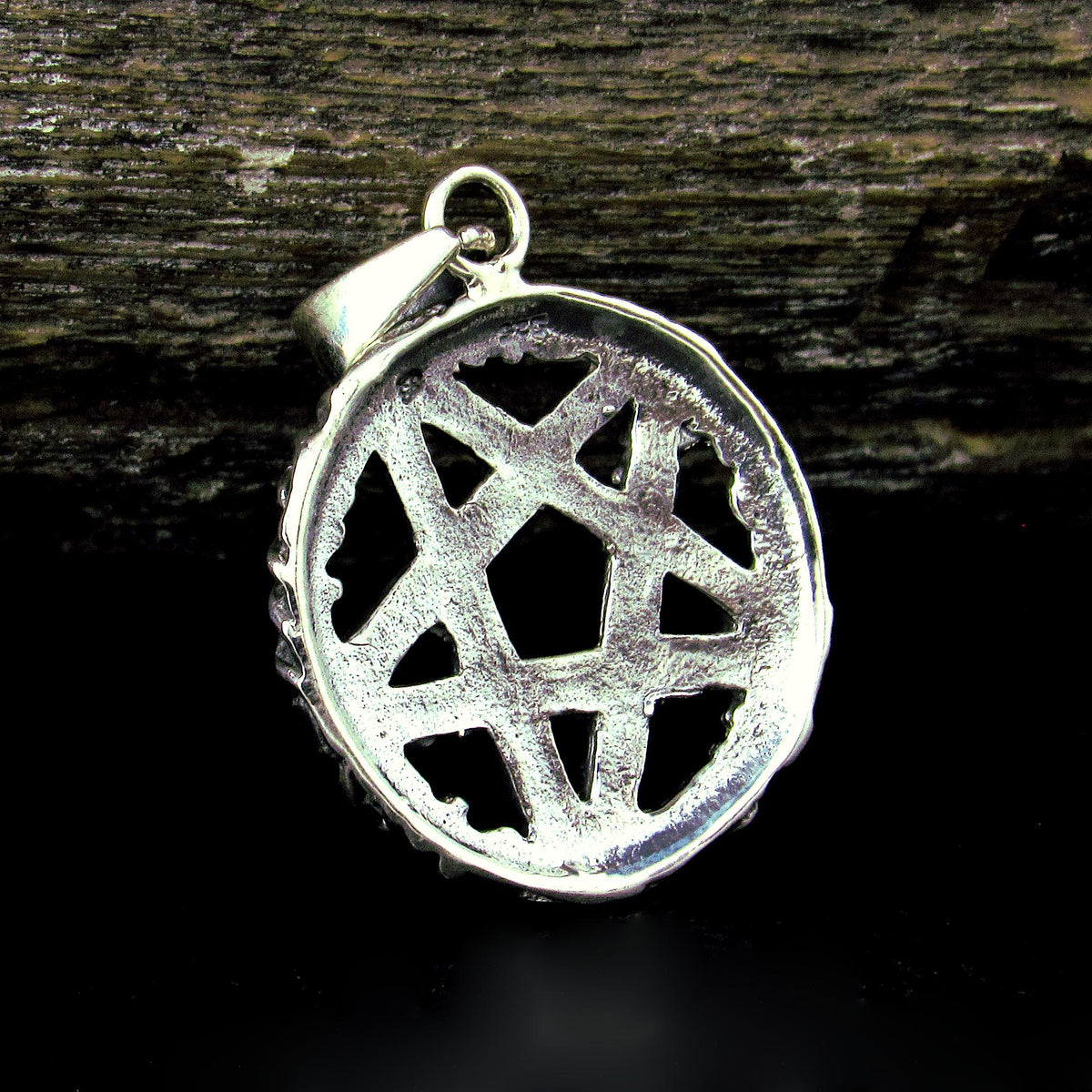 Solid 925 Sterling Silver Twisted Branches Inverted Pentagram Pentacle Pendant – Tree of Life Star