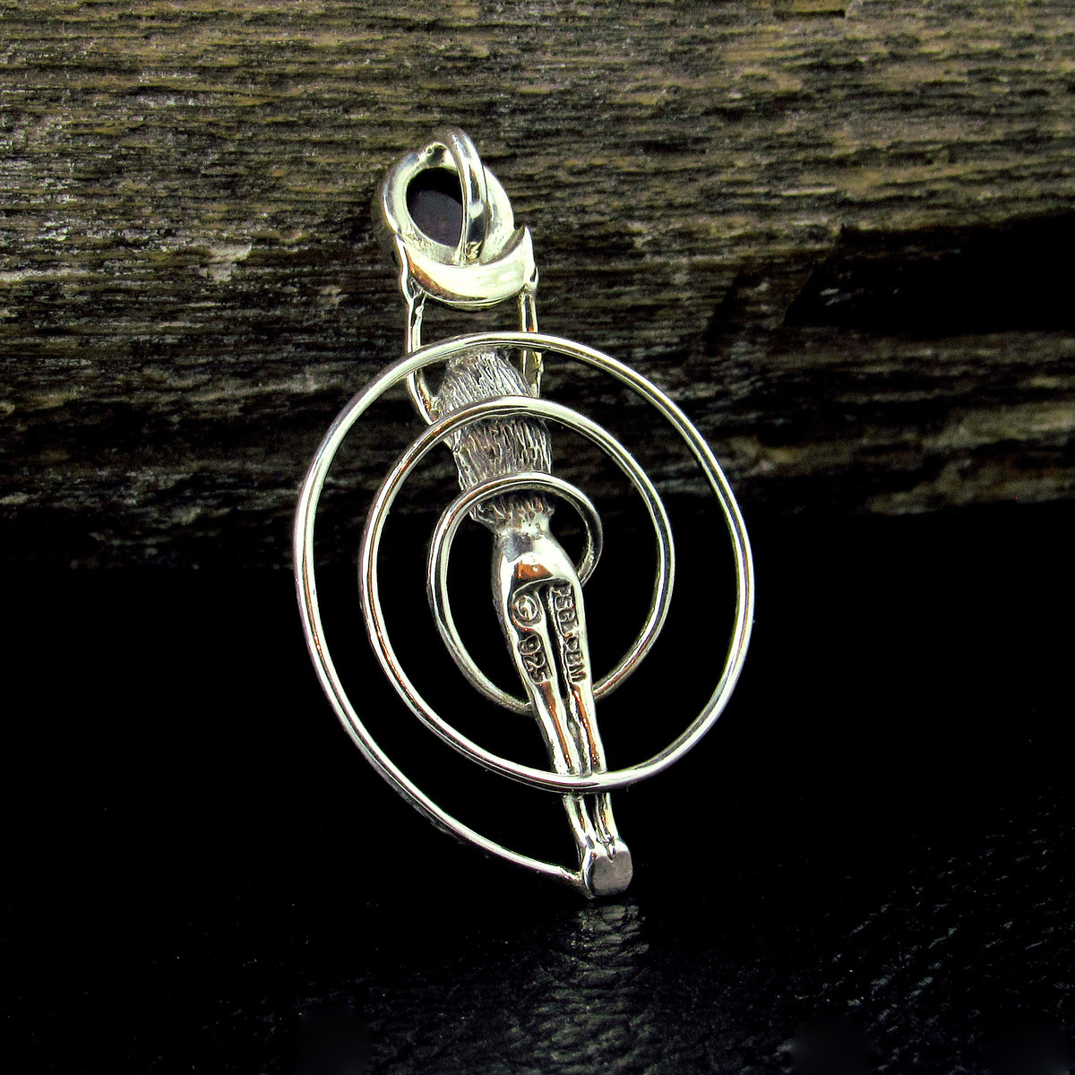 Solid 925 Sterling Silver Spiral Goddess Pendant – Fertility Goddess with Amethyst, Garnet, Moonstone, Topaz