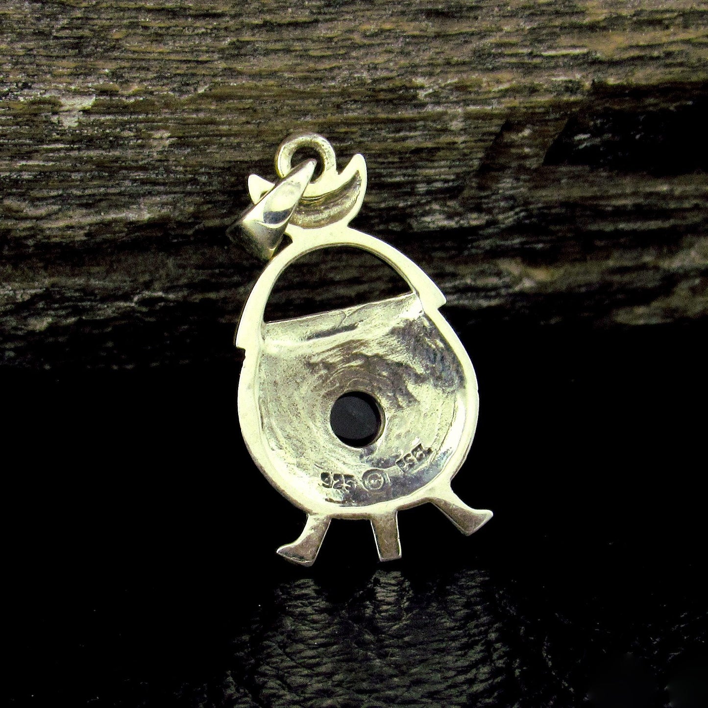 Solid 925 Sterling Silver Witch Cauldron Triple Moon Pendant, Choose Amethyst, Garnet, Moonstone, Topaz