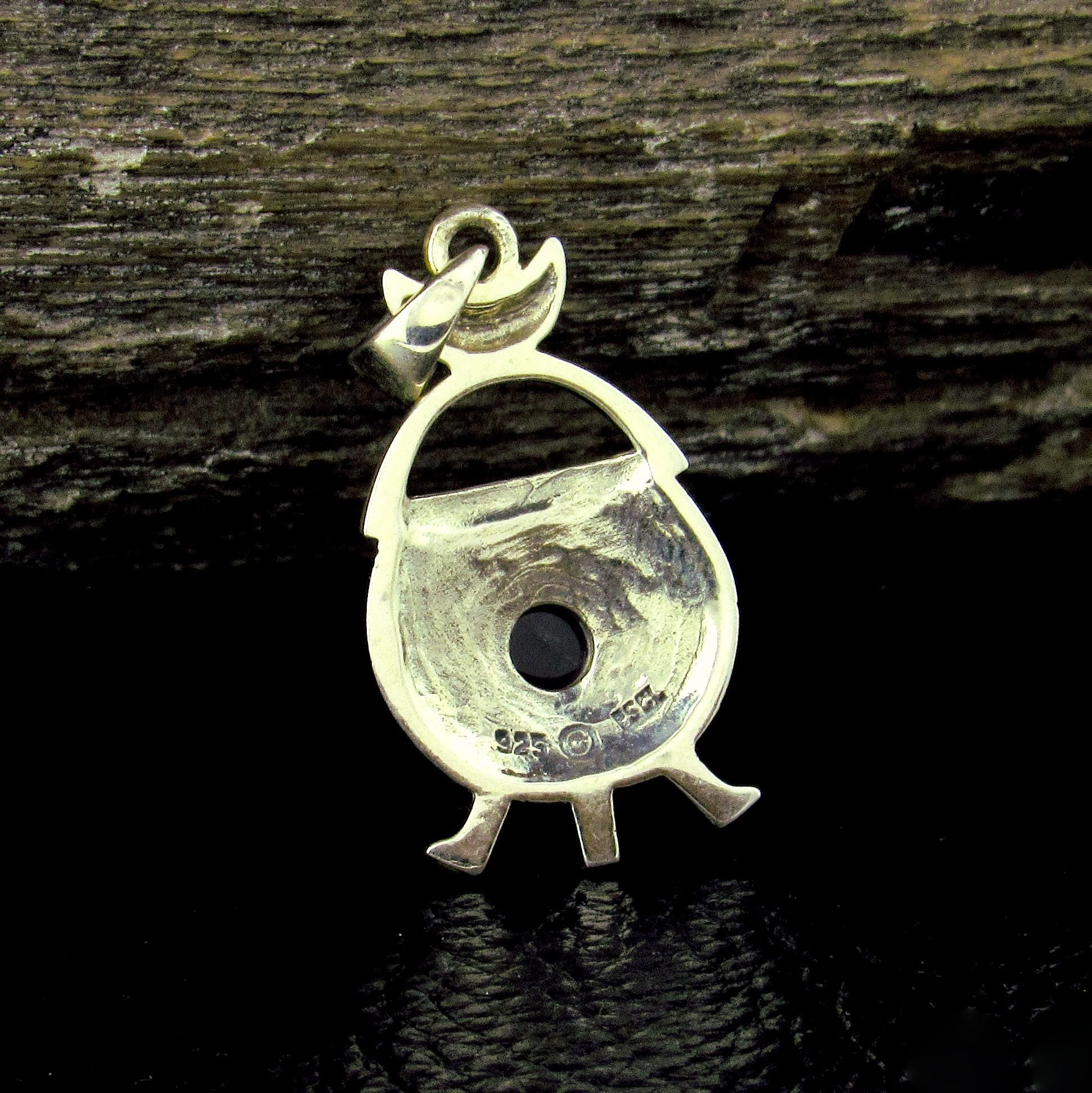 Solid 925 Sterling Silver Witch Cauldron Triple Moon Pendant, Choose Amethyst, Garnet, Moonstone, Topaz