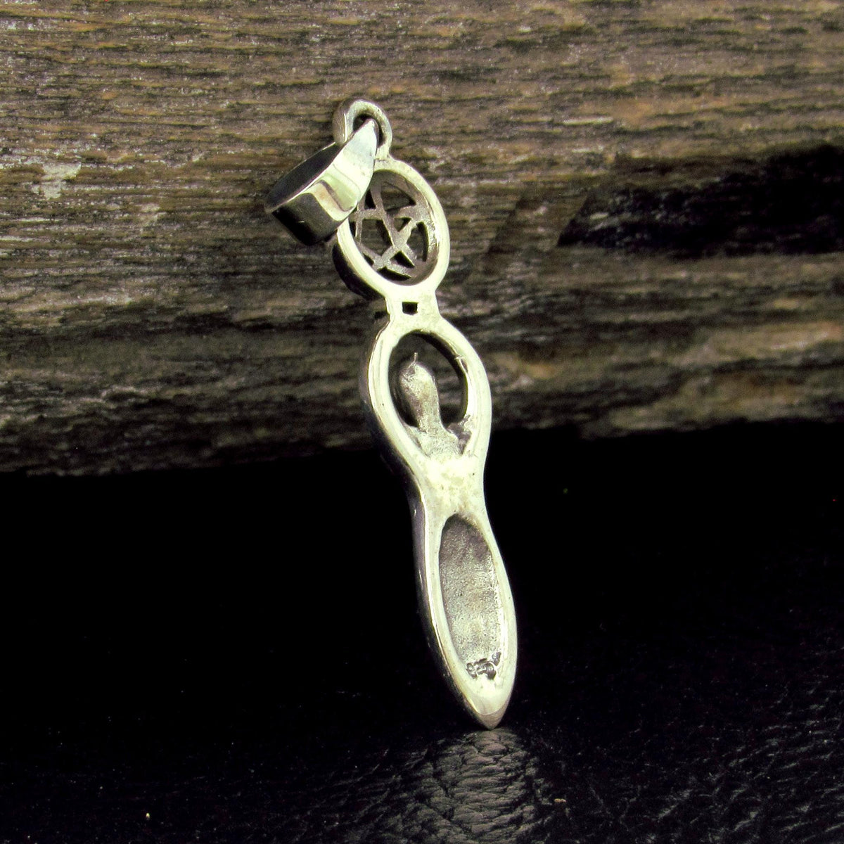 Solid 925 Sterling Silver Spiral Goddess Pentacle Pendant, Sacred Feminine Gaia Symbol