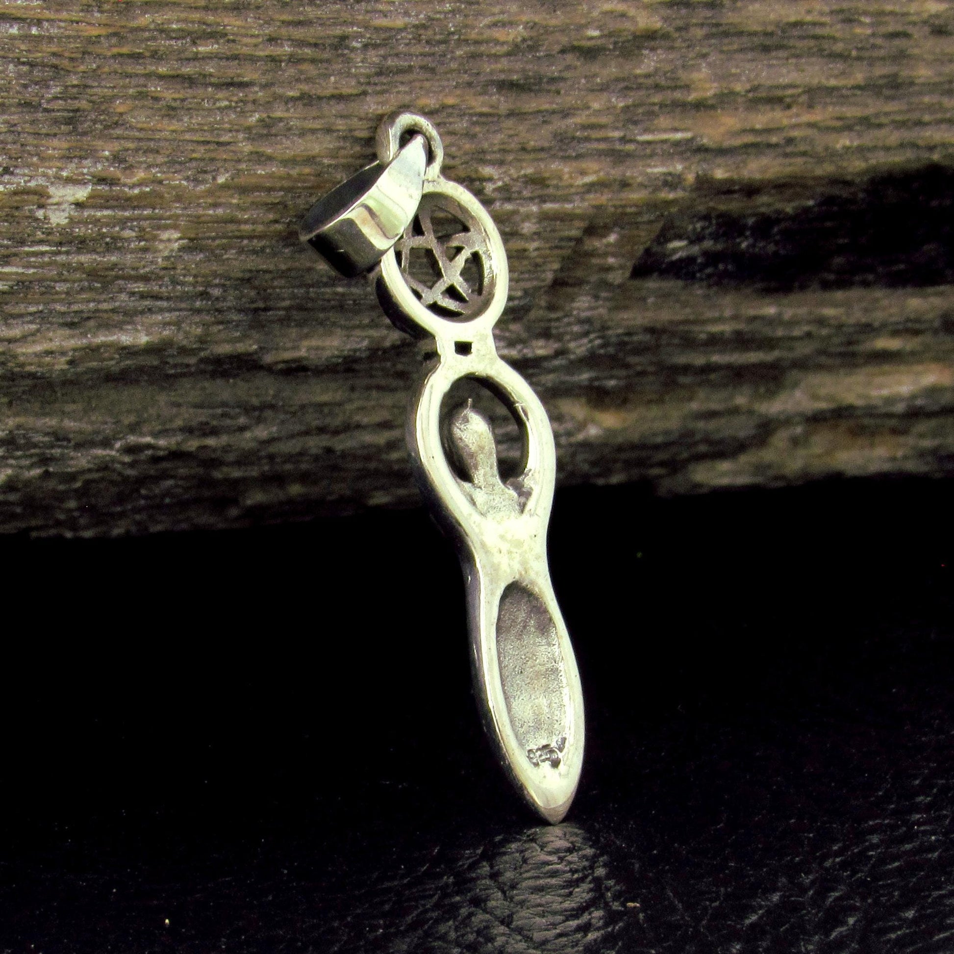 Solid 925 Sterling Silver Spiral Goddess Pentacle Pendant, Sacred Feminine Gaia Symbol