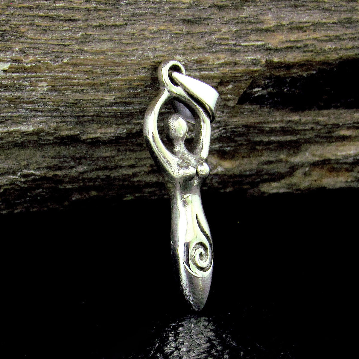Solid 925 Sterling Silver Spiral Goddess Pendant – Feminine Energy Symbol, Divine Feminist Amulet