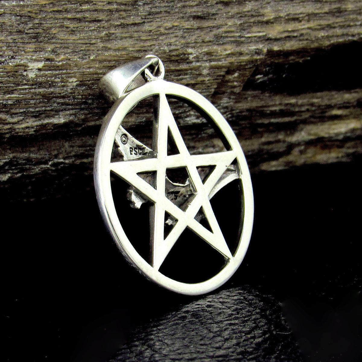 Solid 925 Sterling Silver Pentacle Pendant, Flying Owl Pentagram Amulet, Pagan Protection Talisman