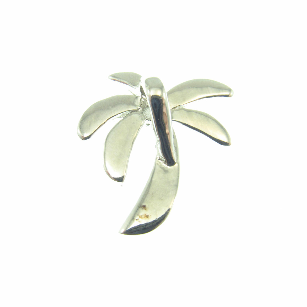 Solid 925 Sterling Silver Palm Tree Slide Pendant with Lab Opal Inlay — Beach Lover Gift