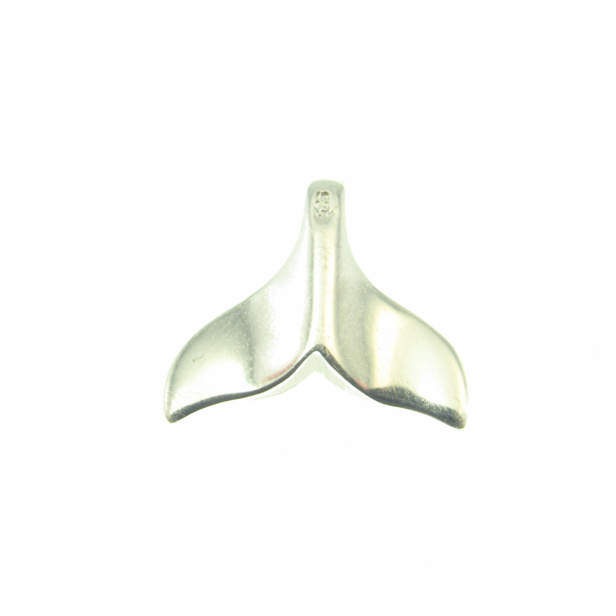 Solid 925 Sterling Silver Small Whale Tail Slide Pendant - Minimalist Ocean Necklace Charm