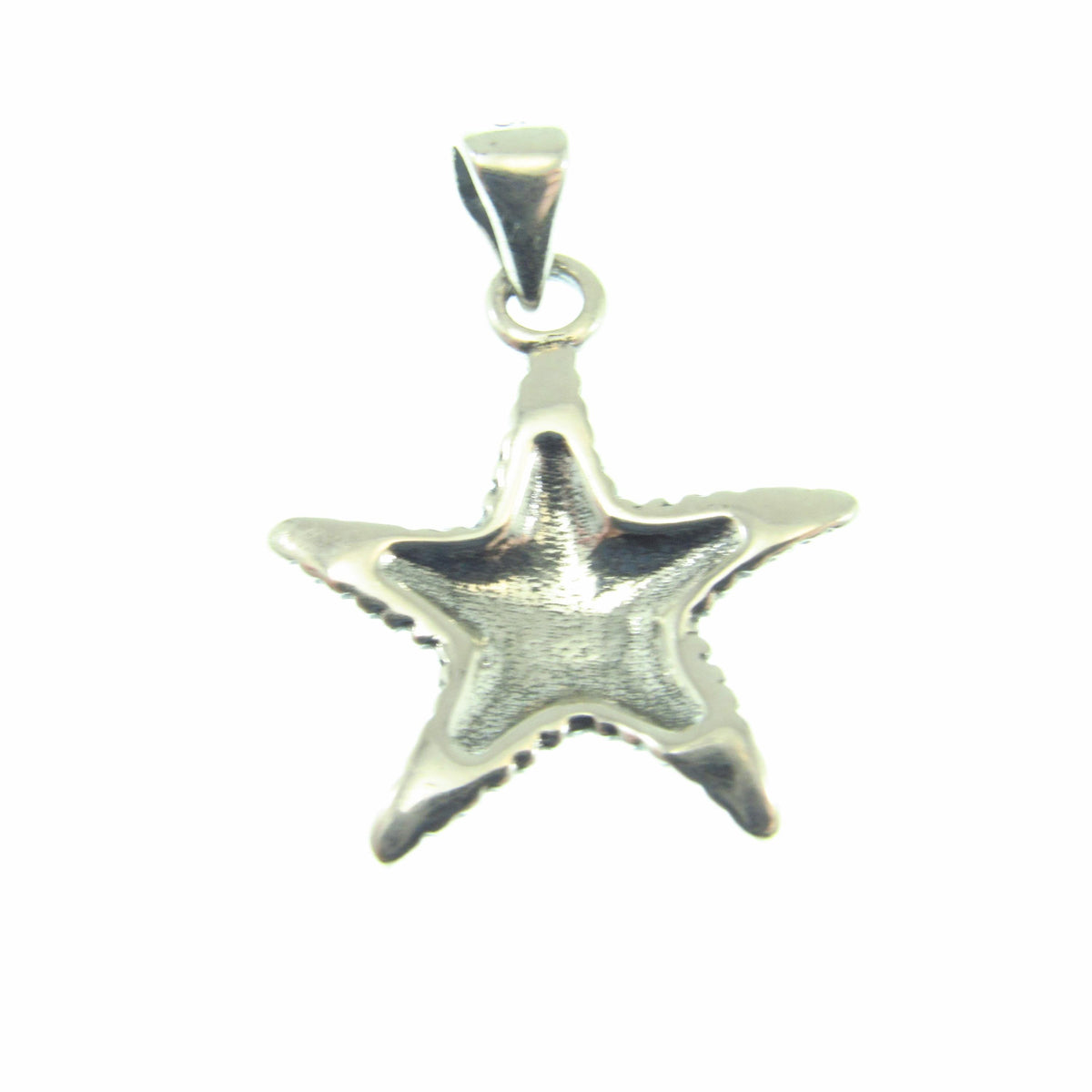 Solid 925 Sterling Silver Starfish Pendant - Textured Nautical Ocean Charm - Sea Life Jewelry