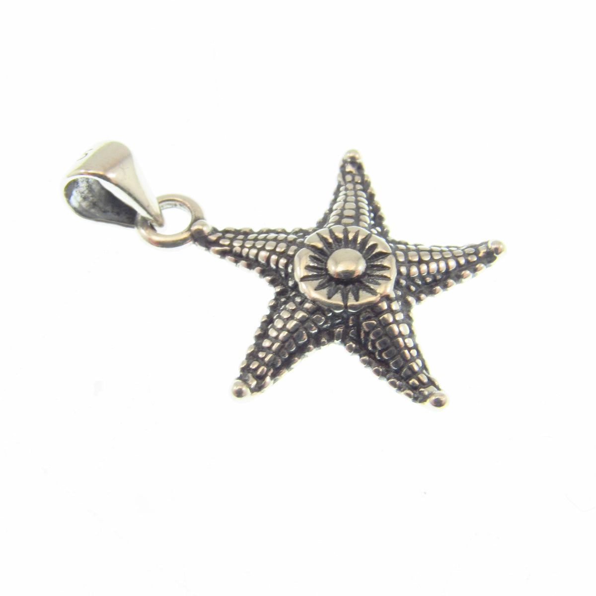 Solid 925 Sterling Silver Starfish Pendant - Textured Nautical Ocean Charm - Sea Life Jewelry