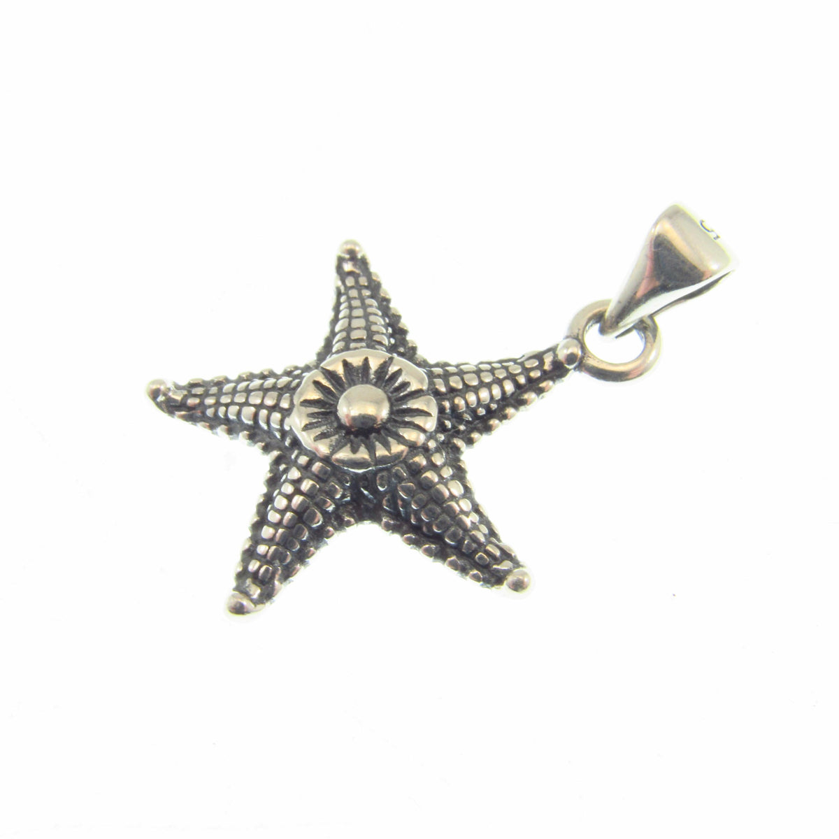 Solid 925 Sterling Silver Starfish Pendant - Textured Nautical Ocean Charm - Sea Life Jewelry