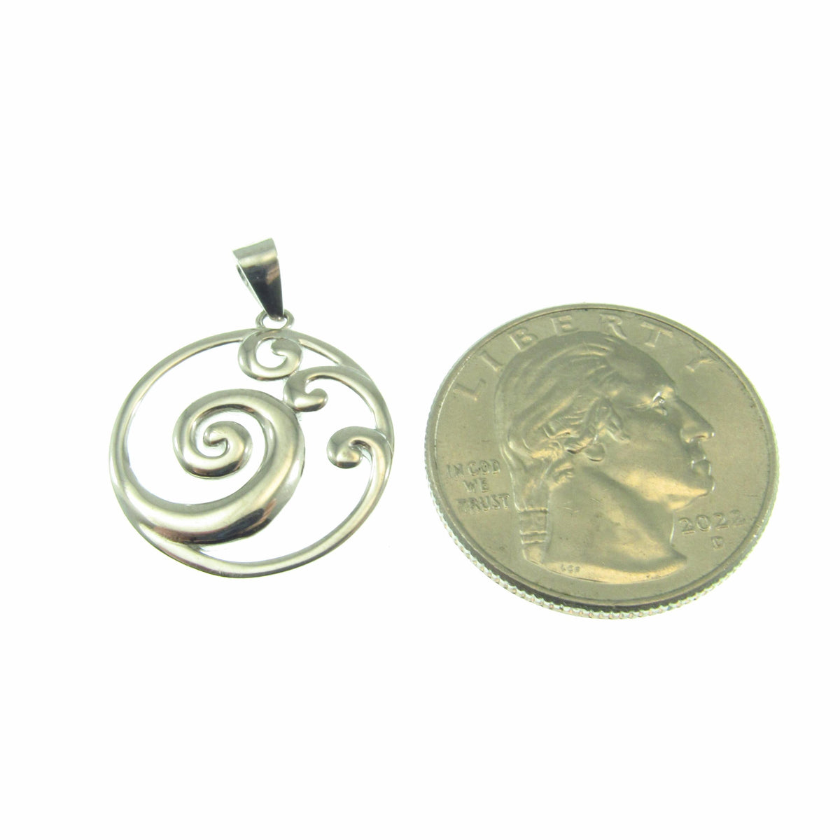 Solid 925 Sterling Silver Ocean Wave Pendant – Beach Necklace Charm - Sea Surfer Jewelry