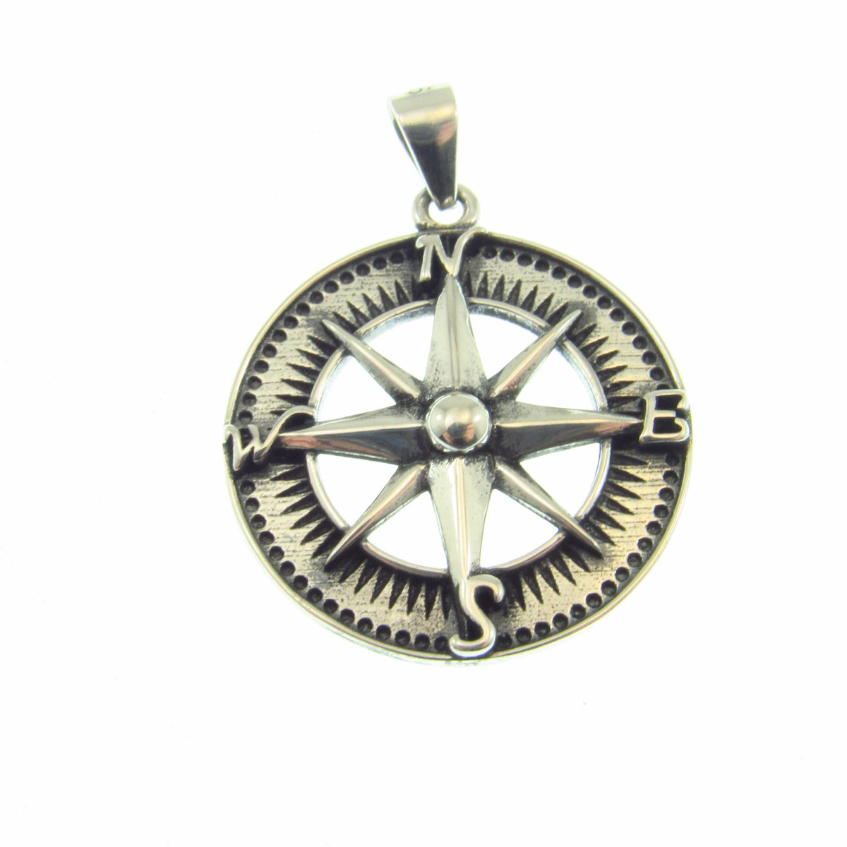 Solid 925 Sterling Silver Compass Pendant – Nautical Rose of the Winds Symbol – Sailor Jewelry Charm