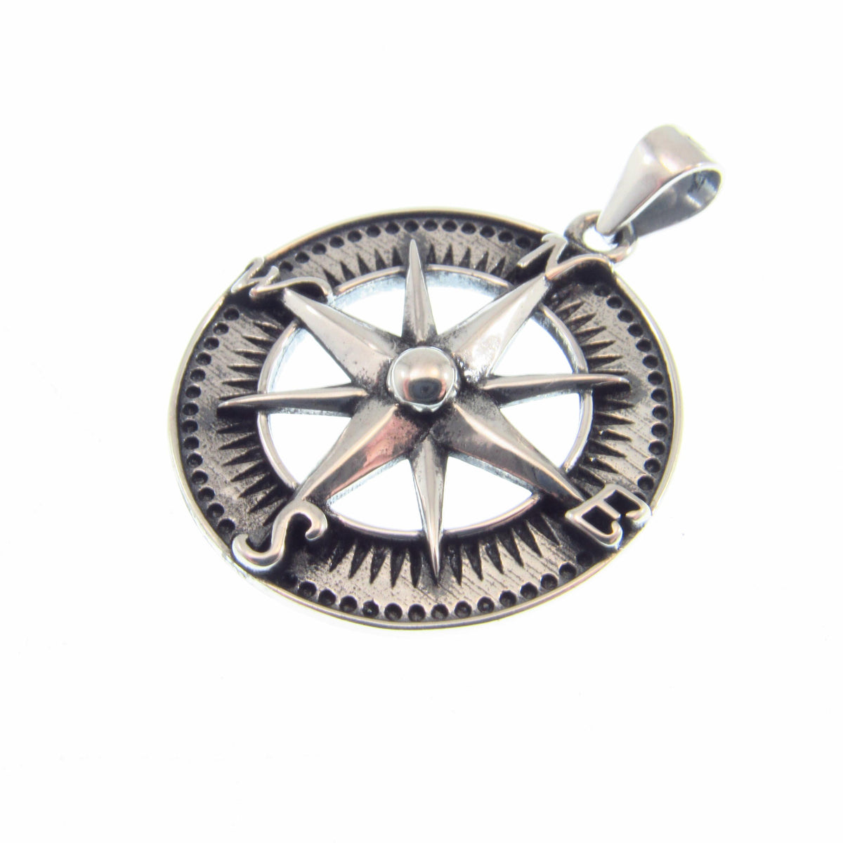 Solid 925 Sterling Silver Compass Pendant – Nautical Rose of the Winds Symbol – Sailor Jewelry Charm