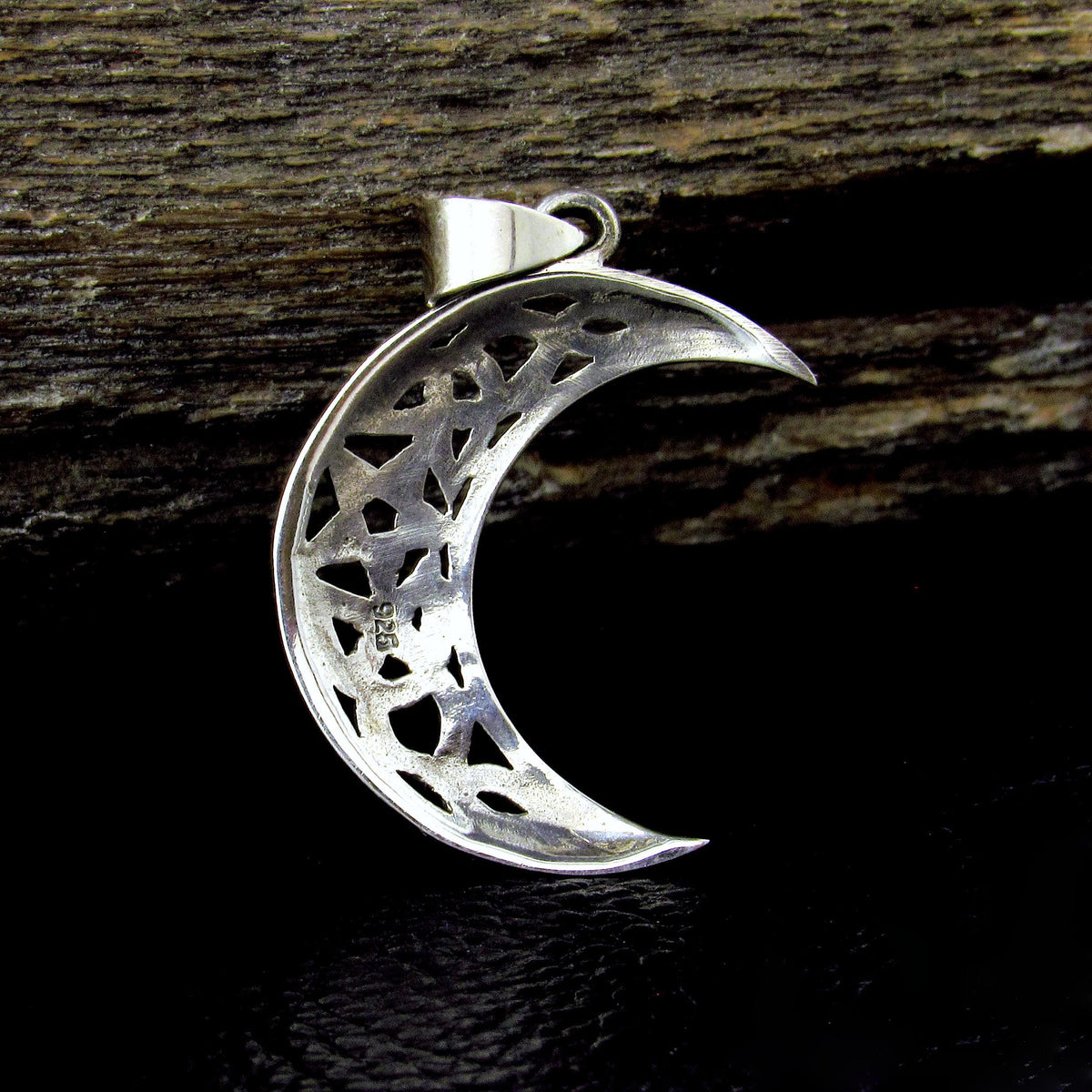 Solid 925 Sterling Silver Crescent Moon Pendant – Celtic Knot Pentagram Amulet – Wiccan Pagan Witch Jewelry – Silver Moon Necklace Charm