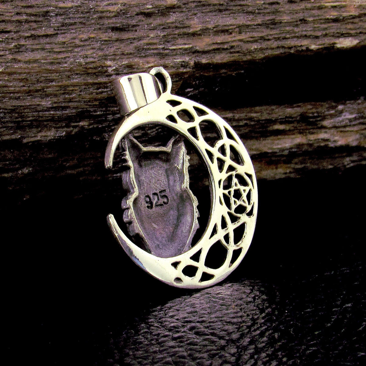 Solid 925 Sterling Silver Celtic Moon & Owl Pentacle Pendant, Pagan Woodland Owl Necklace Amulet