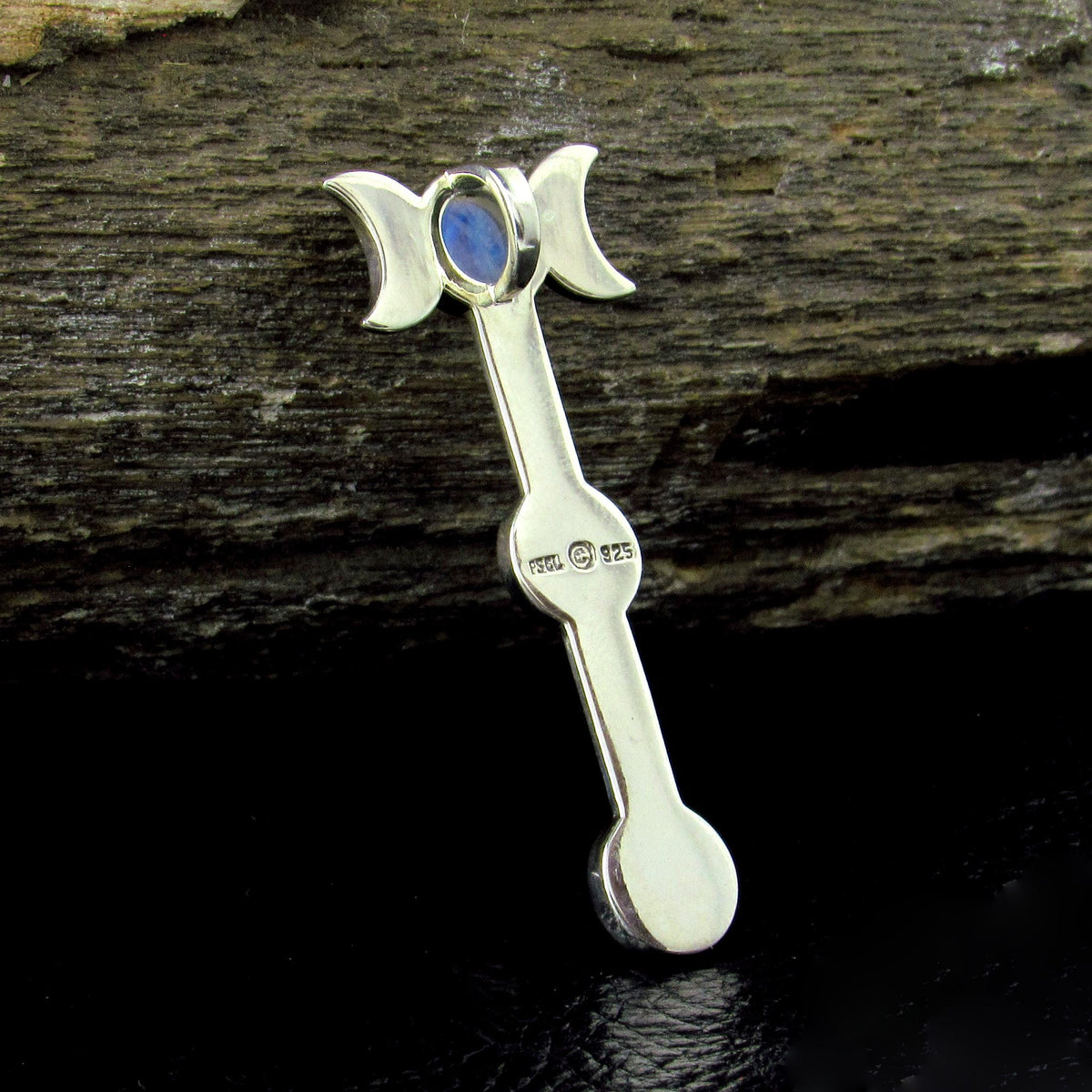 Solid 925 Sterling Silver Triple Moon Goddess Moonstone Pendant – Wiccan Pagan Lunar Symbol Amulet
