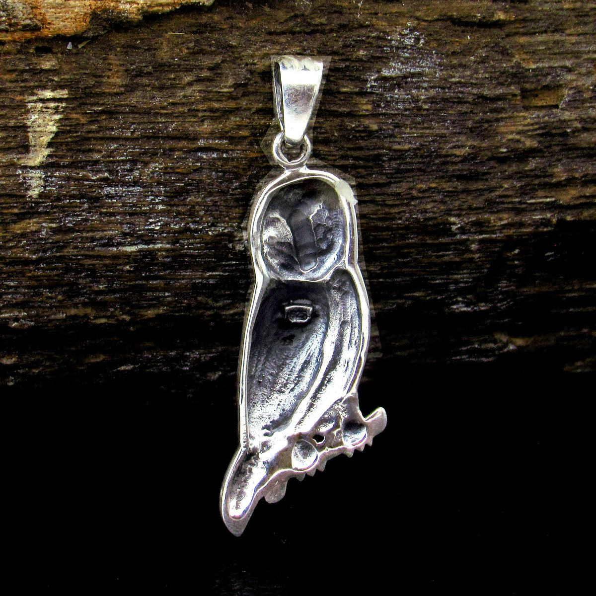 Solid 925 Sterling Silver Owl Pendant - Barn Owl Necklace Amulet - Nocturnal Bird Jewelry - Nature Charm for Her or Him - Symbol of Wisdom