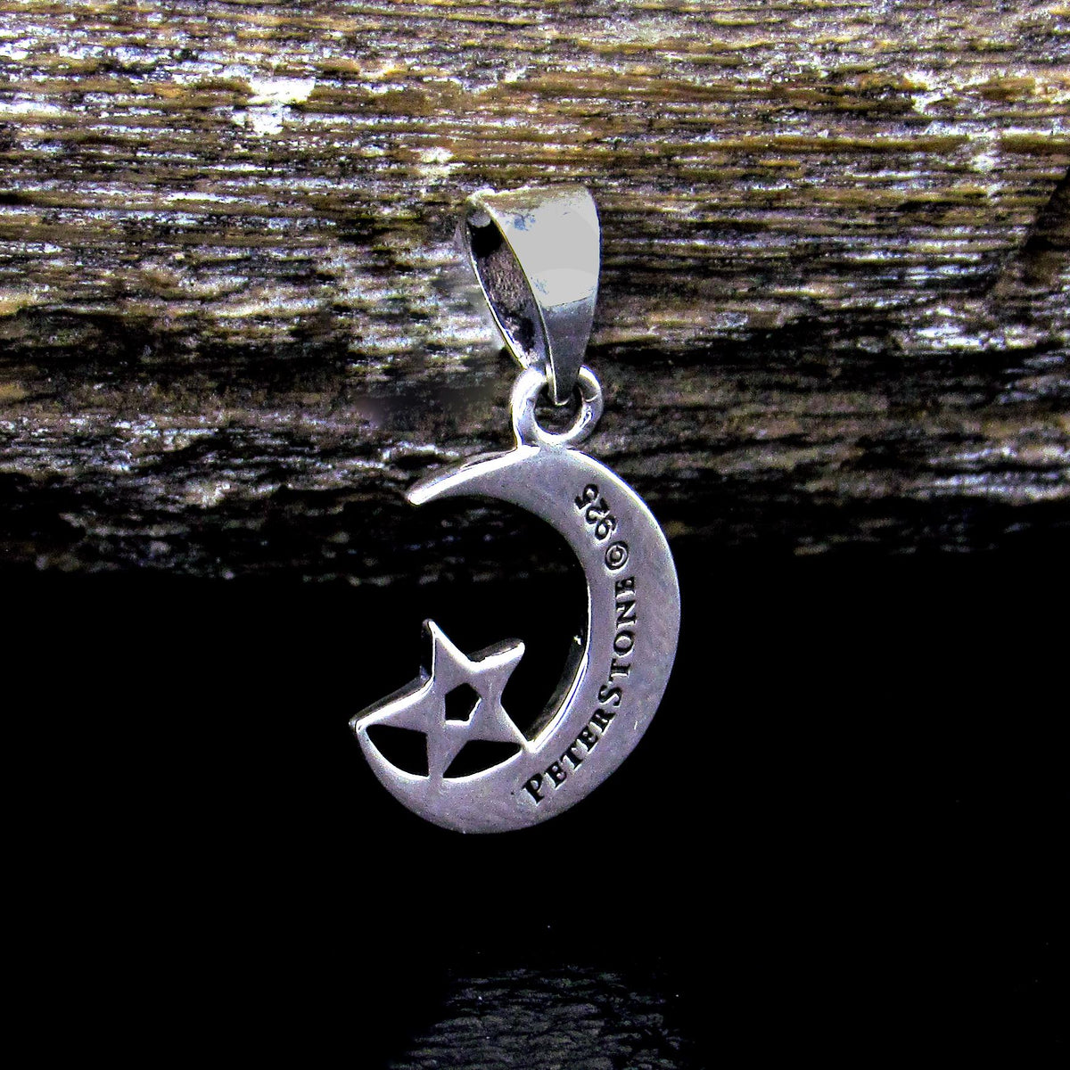 Solid 925 Sterling Silver Celtic Moon Pentacle Pendant – Crescent Moon Pagan Wiccan Talisman Charm