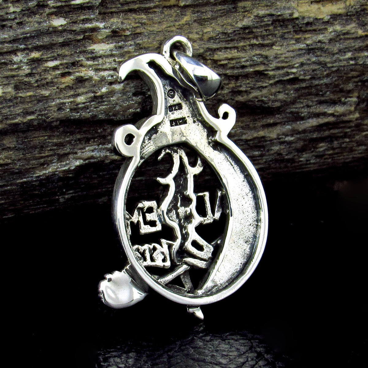 Solid 925 Sterling Silver Salem 1692 Witch Pendant, Broom Riding Witchcraft Amulet