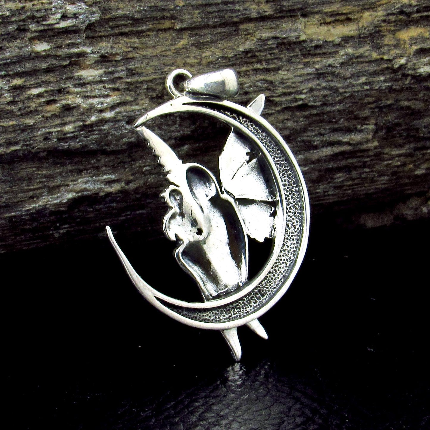 Solid 925 Sterling Silver Moon Fairy Pendant by Amy Brown, Dream Fairy Celestial Jewelry