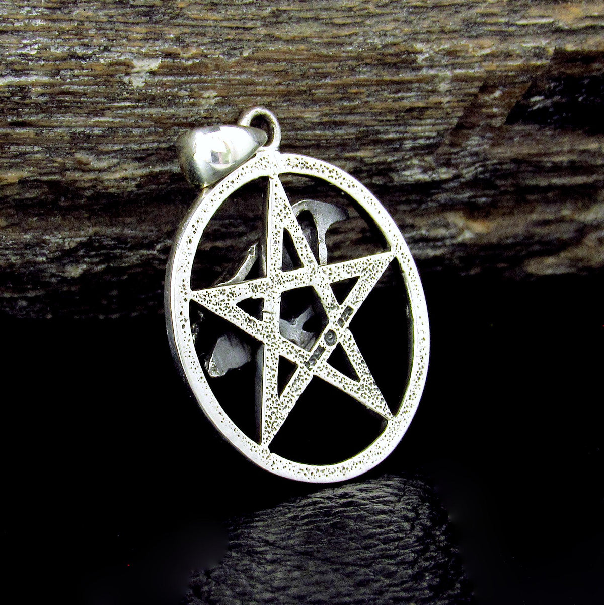 Solid 925 Sterling Silver Raven of Prophecy Pentacle Pentagram Talisman – Gothic Occult Protection Pendant