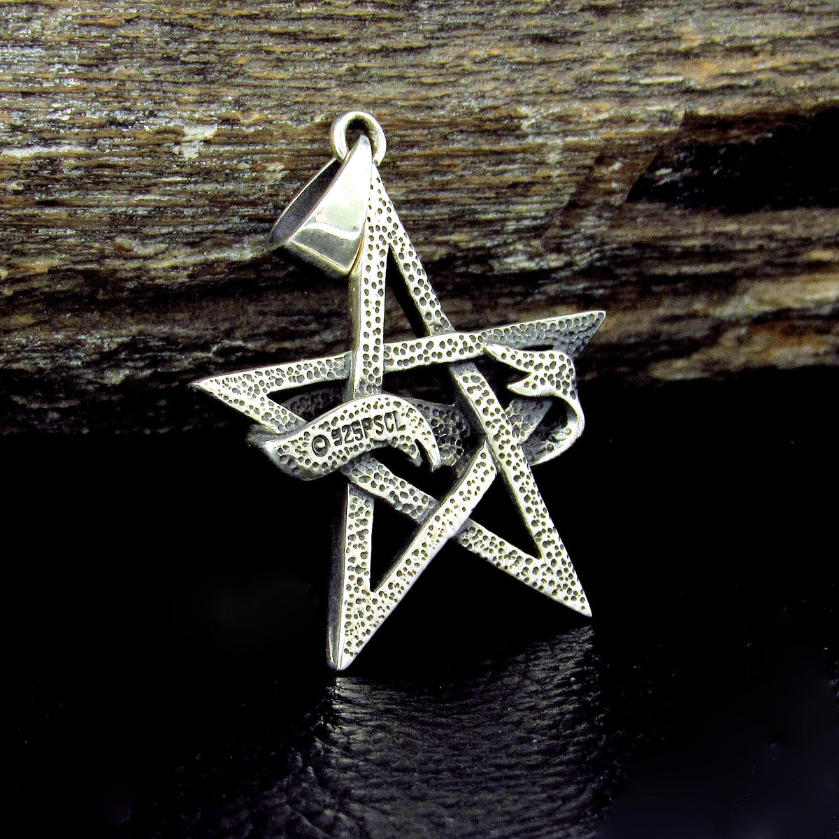 Solid 925 Sterling Silver Witch Diva Pentagram Pendant, Pagan / Wiccan Amulet, Gothic & Occult Jewelry