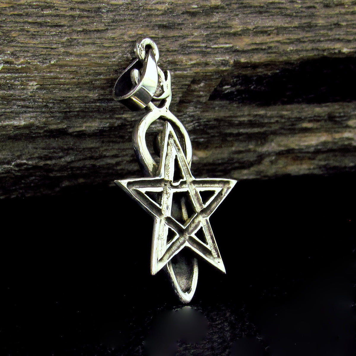 Solid 925 Sterling Silver Spiral Goddess Pentagram Pendant, Sacred Feminine Empowerment Symbol