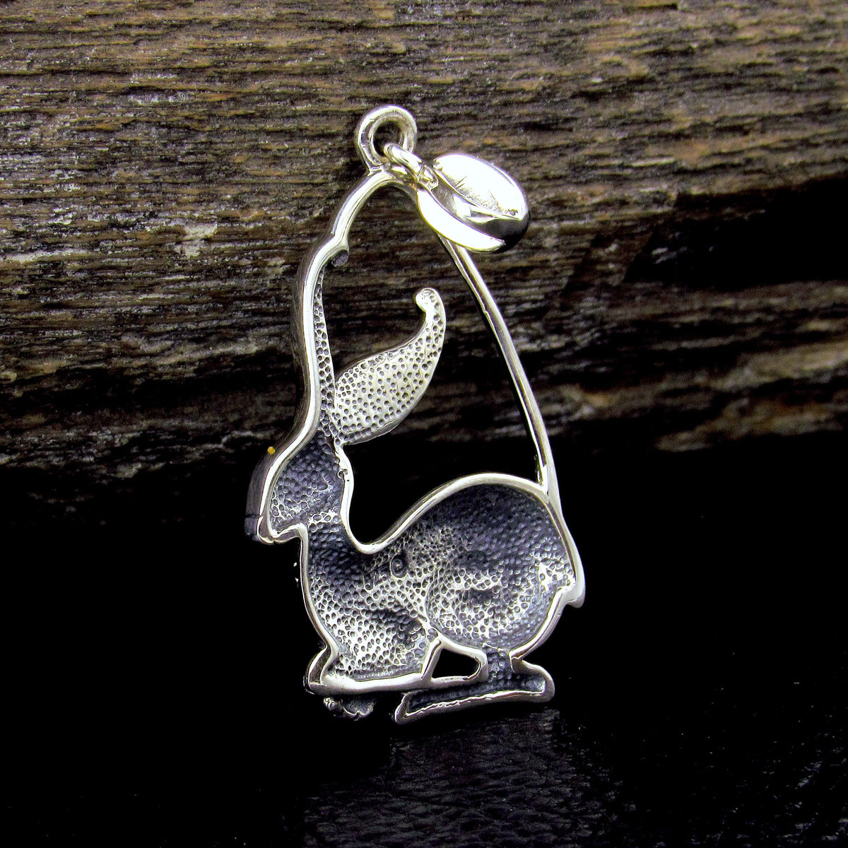 Solid 925 Sterling Silver Ostara Rabbit Goddess Pendant, Pagan Sacred Hare Spring Equinox Jewelry
