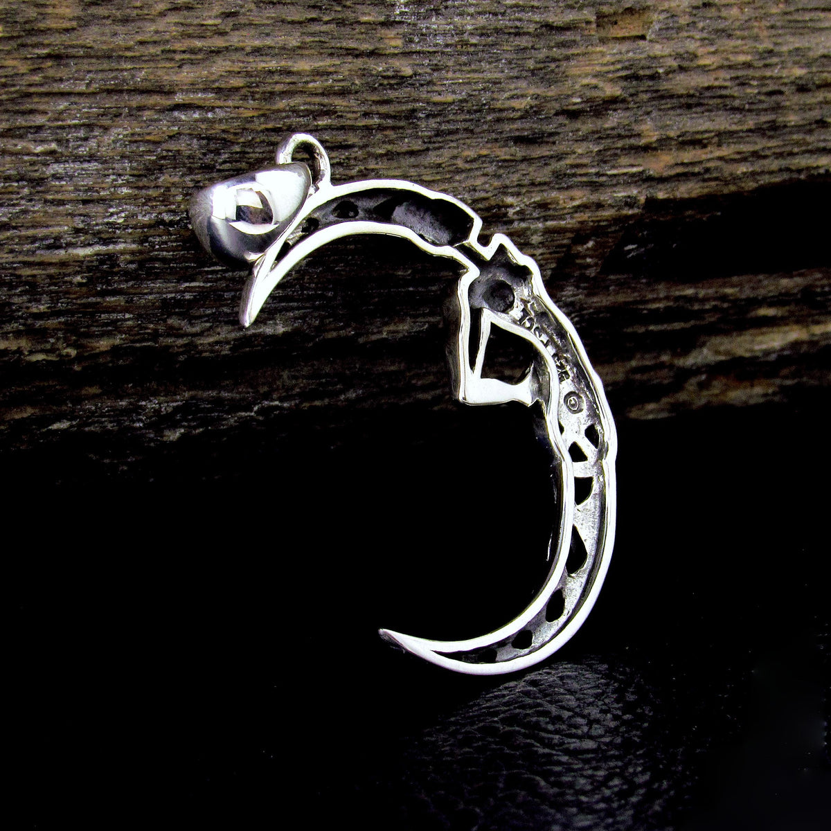 Solid 925 Sterling Silver Celtic Moon Goddess Pendant, Pagan Crescent Moon Amulet, Celestial Jewelry