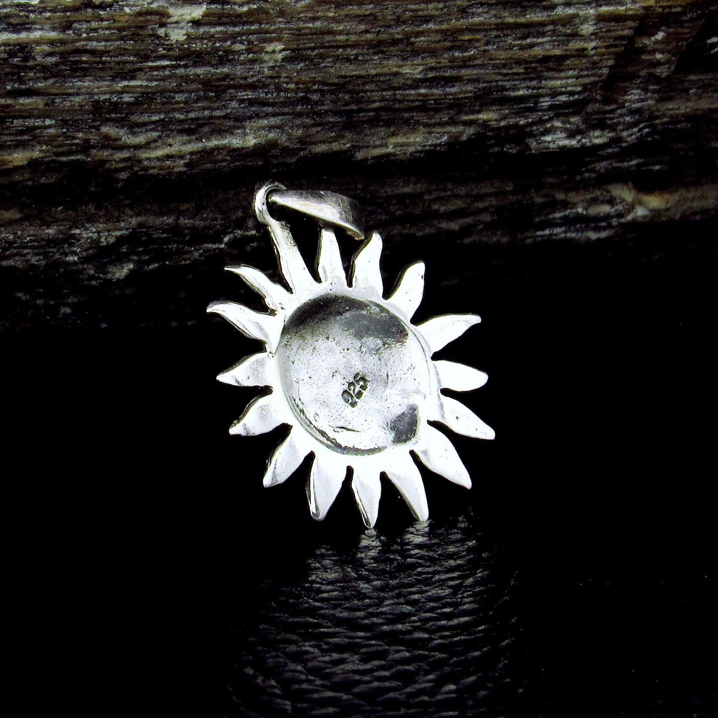 Solid 925 Sterling Silver Sun Face Pendant, Smiling Solar Rays Celestial Necklace Charm