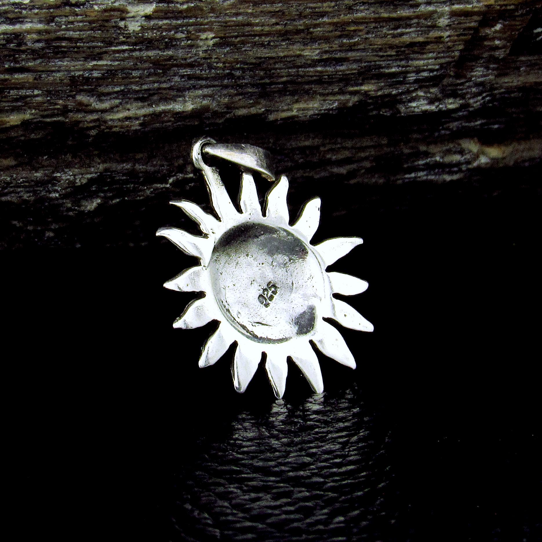 Solid 925 Sterling Silver Sun Face Pendant, Smiling Solar Rays Celestial Necklace Charm