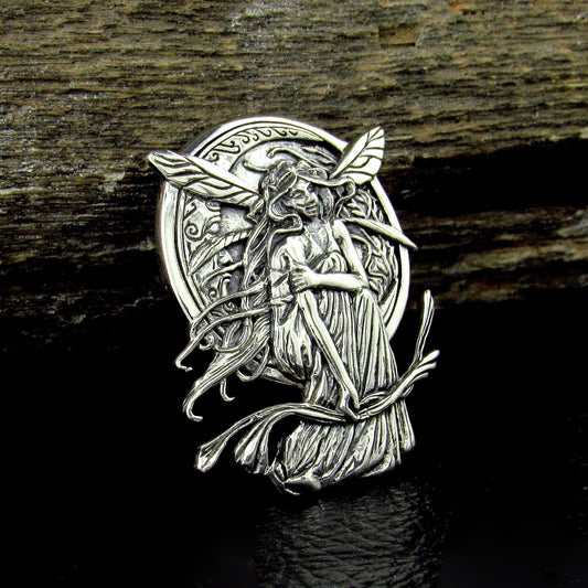 Solid 925 Sterling Silver Moon Fairy Pendant, Bella Luna Fantasy Jewelry by Jessica Galbreth