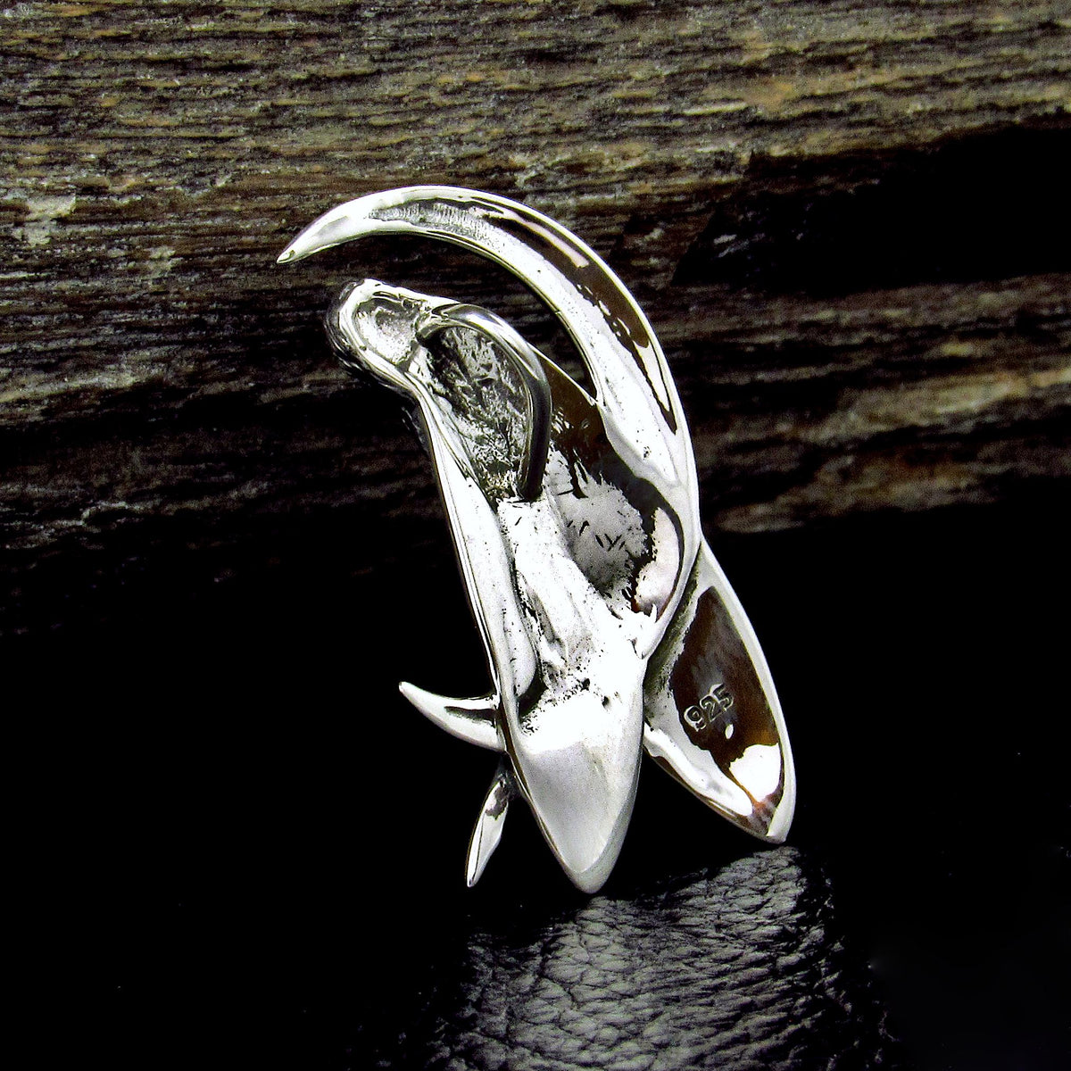 Solid 925 Sterling Silver Moon Fairy Pendant, Crescent Moon Faerie Amulet, Celestial Fantasy Jewelry