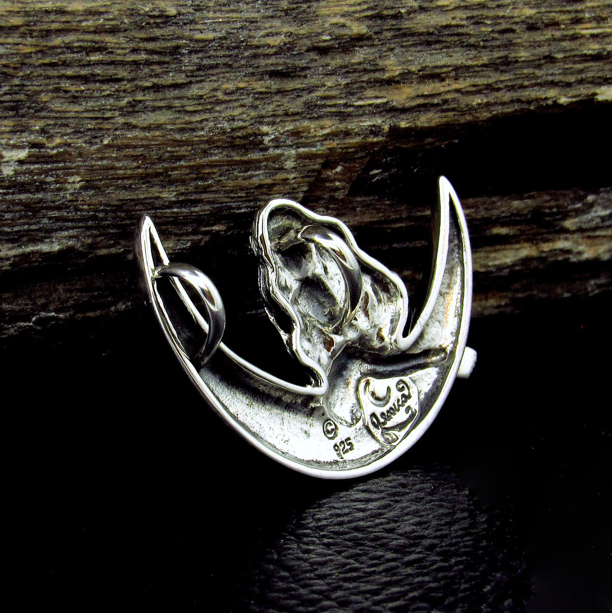 Solid 925 Sterling Silver Guardian Fairy on Crescent Moon Slide Pendant, Faerie Child Amulet