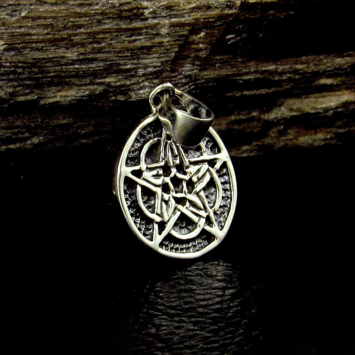 Solid 925 Sterling Silver Celtic Five Fold Pentacle Pendant, Wiccan Protection Star Charm