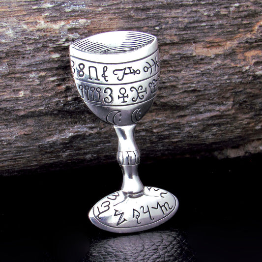 Solid 925 Sterling Silver Magic Chalice Pendant, Wiccan Pagan Ritual Goblet, Pagan Altar Cup
