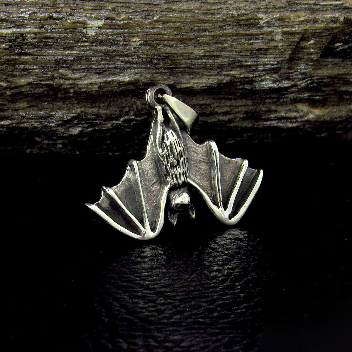 Solid 925 Sterling Silver Hanging Bat Pendant – Gothic Vampire Necklace Charm, Halloween Jewelry, Occult Gift for Men & Women, Bat Totem